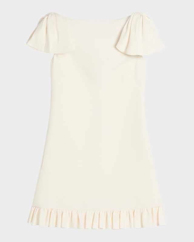 Ruffle Sleeve Wool Mini Dress